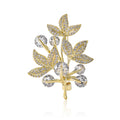 Crystal Leaf Branch Brooch Clear Stones Gold Or Silver view 5
