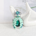 Green Silver Tone Beetle Crystal Metal Brooch Pin for Jackets and Lapels view 4