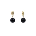 Black Bead Drop Stud Earrings Oval Metal Post Dangle view 5