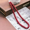 Red Bead Necklace Bracelet and Earring Three Piece Set view 4