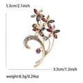 Curled Stem Crystal Flower Bouquet Brooch in Purple or Navy view 6