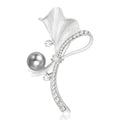 Matte Ginkgo Leaf Pearl Brooch Gold and Silver Tone view 2