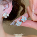 Pastel Floral Crystal Clip Earrings in Polished Statement Design view 3