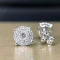 Silver Tone Round Cluster Halo Stud Earrings Clear Zircon view 3