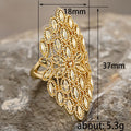 Gold Tone Leaf Lattice Statement Ring Polished Metal Jewelry view 4