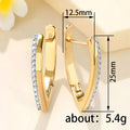 Gold Tone Angular V Hoop Earrings With Single Crystal Row view 4