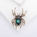 Antique Gold Spider Brooch Oval Crystal Green Red Grey view 3