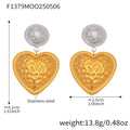 Hammered Heart Drop Earrings Gold Steel Mixed Tones view 6