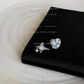 Silver Crystal Star and Heart Mismatched Stud Earrings view 4