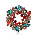 Crystal Wreath Flower Brooch Red Green Multicolor Antique Pin view 5