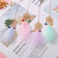 Dreamcatcher Feather Pom Keychain in an Assorted Pictured Color view 3
