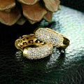 Gold Tone Crystal Pave Huggie Hoop Earrings Polished Statement Fashion Jewelry view 3