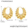 Large Ornate Hollow Hoop Earrings Stainless Steel Two Colors view 7