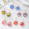 Wire Wrapped Heart Gradient Resin Drop Earrings 5 Colors view 1
