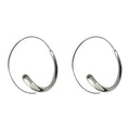 Silver Tone Abstract Open Circle Line Hoop Earrings view 5