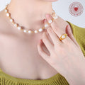 Gold Tone Freshwater Baroque Pearl Beaded Choker Necklace view 3