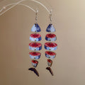 Colorful Stacked Fish Drop Earrings With Hook Wires view 1