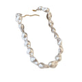 White Irregular Baroque Pearl Strand Necklace Gold Clasp view 5