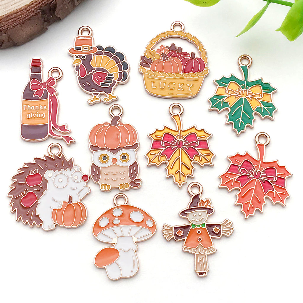 Zinc Alloy Enamel Turkey charm pendant for DIY Thanksgiving bracelet necklace making