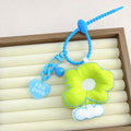 Padded Fabric Five Petal Flower Bag Charm with Beaded Loop view 8