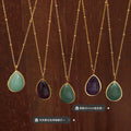 Teardrop Natural Stone Pendant Necklace Green And Purple view 2