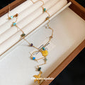 Delicate Beaded Lariat Necklace with Shell and Starfish Charms view 2