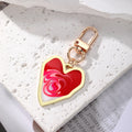 Gold Tone Heart Marbled Swirl Enamel Clip Keychains in Six Colors view 5