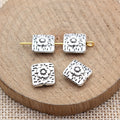 Floral Square Small Hole Spacer Beads in Two Antique Finishes view 2
