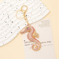 Rhinestone Seahorse Keychain Gold Metal Ocean Animal Charm view 1