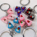Three Charm Strawberry Layer Cake Split Ring Keychains in Five Colors view 4