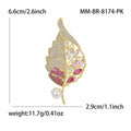 Openwork Gold Tone Leaf Brooch with Crystals in Three Colors view 6