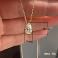 Gold Tone Pear Bezel Clear Crystal Pendant Necklace view 5