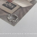 Silver Tone Open Adjustable Rose Chain Link Fashion Rings view 7