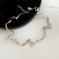 Sculptural Wavy Metal Collar Necklace in Two Colors view 7
