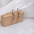 Gold and Silver Tone Wavy Snake Long Dangle Huggie Earrings view 7