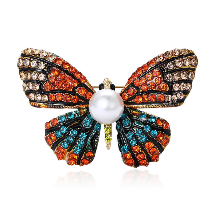 Pearl Center Crystal Butterfly Brooch in Four Multicolor Palettes