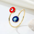 Gold Tone Colorful Evil Eye and Motif Adjustable Rings in Fourteen Designs view 4