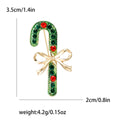 Green Crystal Candy Cane Brooch With Red Stones and Gold Bow view 6