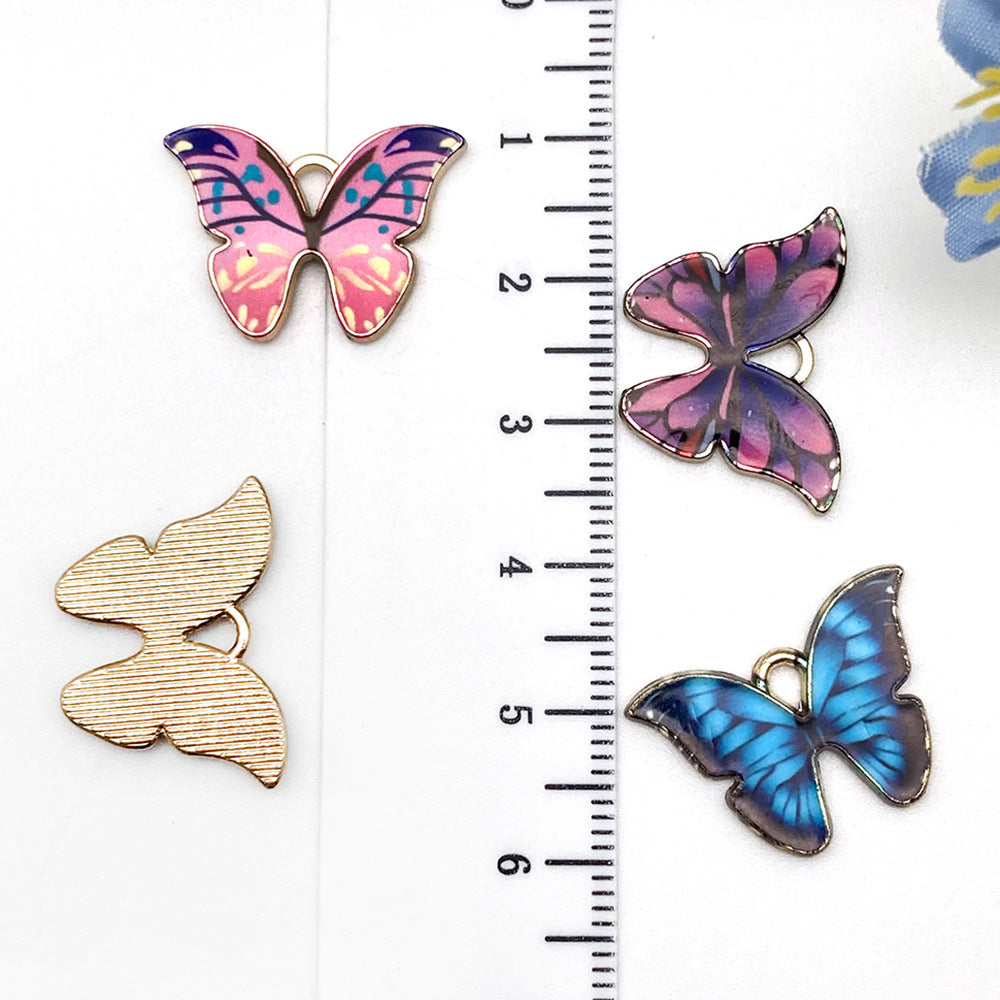 Zinc Alloy Color Printed Butterfly Charm Pendant for DIY Earrings Necklace Jewelry
