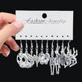 Two-Style Ten-Pair Antique Silver Skull Spider Moth Earring Collection view 2