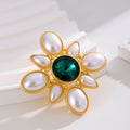 Flower Geometric Pearl Look Metal Brooch Pin for Jackets and Lapels view 5