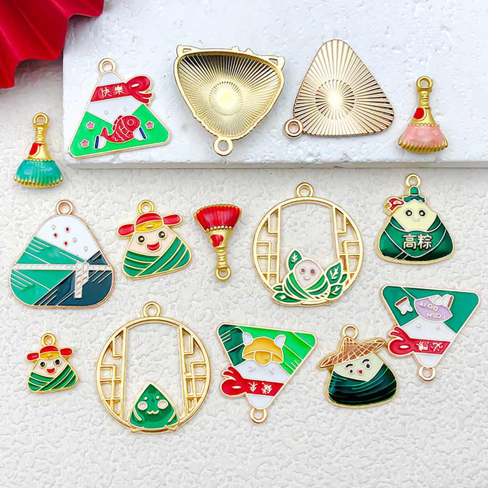 Zinc Alloy Cartoon Zongzi Festival Charm Pendant for DIY Hair Tie Bracelet Jewelry