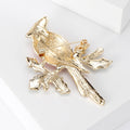 Red Cardinal Brooch on Holly Branch With Crystal Accents view 4