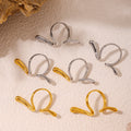 Stainless Steel Open Wave Geometric Rings Gold Steel Two Tone view 4