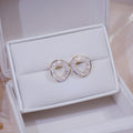 Gold Irregular Open Circle Baguette Stud Earrings Alloy view 3