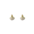 Gold Seed Pearl Cluster Teardrop Huggie Hoop Earrings view 5