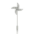 Crystal Pinwheel Long Pin Brooch In Gold And Silver Tone view 5