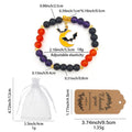 Orange Purple Black Bead Moon Bat Stretch Bracelet view 3