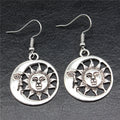 Sun and Moon Cutout Drop Earrings in Two Metal Finishes view 6