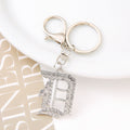 Silver Rhinestone Letter Keychain Initial Metal Bag Charm view 9
